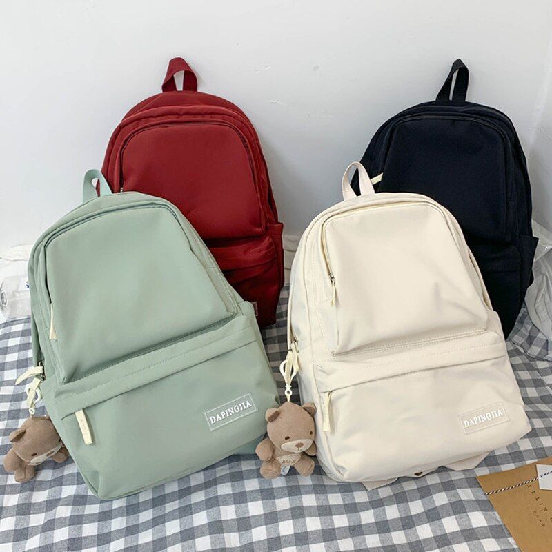 Double Zipper Women Backpack Waterproof Nylon School Student Bag Travel Rucksack