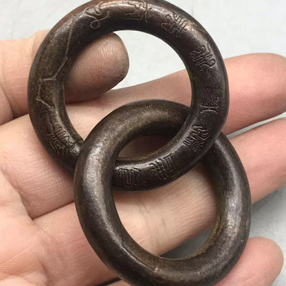 Solid Qiankun Circle Pendant Yin Yang Ring Nine-Word Mantra Carved Lucky Amulet