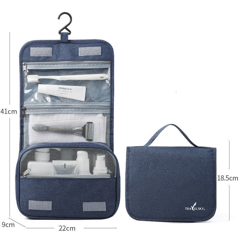 Cosmetics Storage Bag Travel Waterproof Folded Large Hanging Makeup Bags Nylon