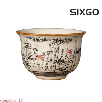 Bamboo Chinese Tea Cup Master Cup Ru Yao Ceramic Opening Teacup Flowers Teaware