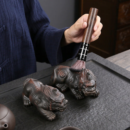 One Pair Yixing Zisha Purple Clay Tea Pet Mascot Chinese Lucky Animal Statue New