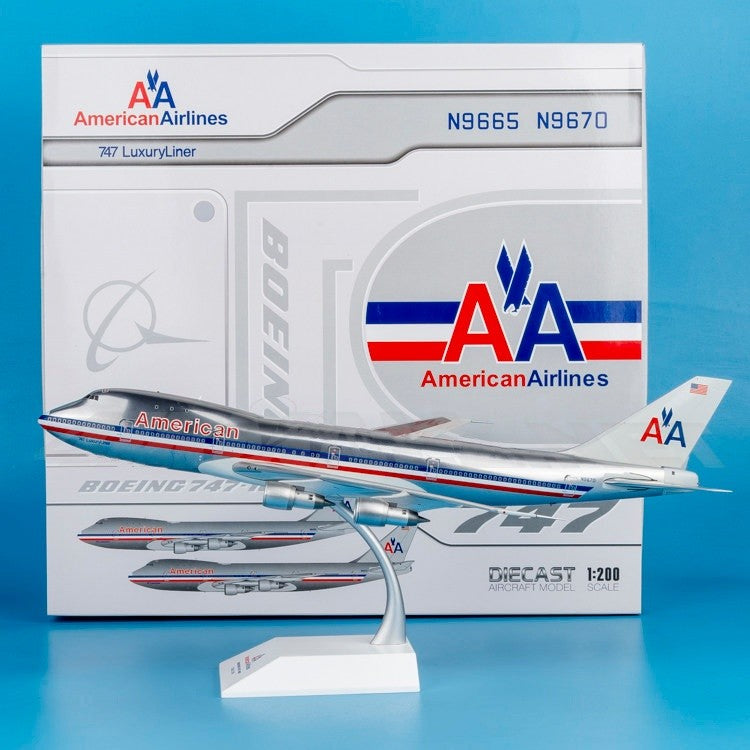 1:200 JC Wings American Airlines Boeing 747-100 Airplane Diecast Aircraft Model