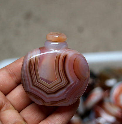 Absolutely Beautiful!1pcs Handmade Brazil Agate Snuff Bottle Perfume Random Send