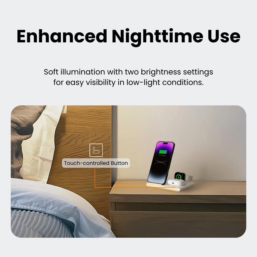 Jabees PowerGlow 4-in-1 Wireless Charging Station - Foldable