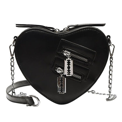 Gothic Heart Shape Crossbody Chain Bag Shoulder Purse Handbag Wallet Polyester