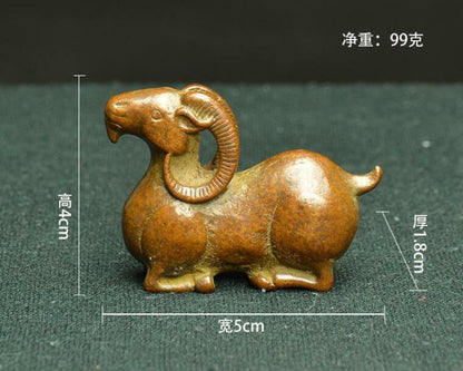 5cm Chinese Collection Antique Sheep Sculpture Tea Pet Fengshui Statue Decor