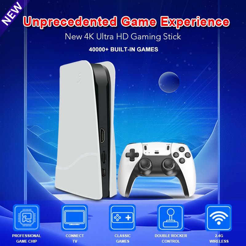 Q10SE 4K HD Retro Video Game Console With 40000+ Wireless Controllers Joysticks