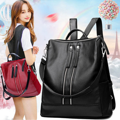 New Womens Ladies PU Leather Bagpack Shoulder Messenger Tote Travel School Bag