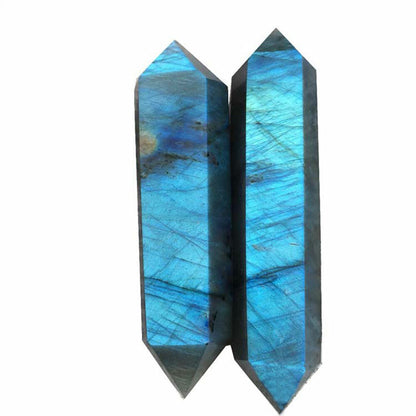 1pc Natural Labradorite Quartz Crystal Point Wand Reiki Healing Obelisk