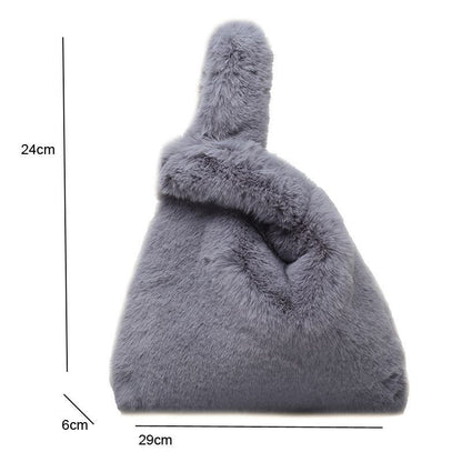 Fashion Underarm Wrist Bag Plush Hobos Shoulder Bags Furry Clutch Purse Handbag