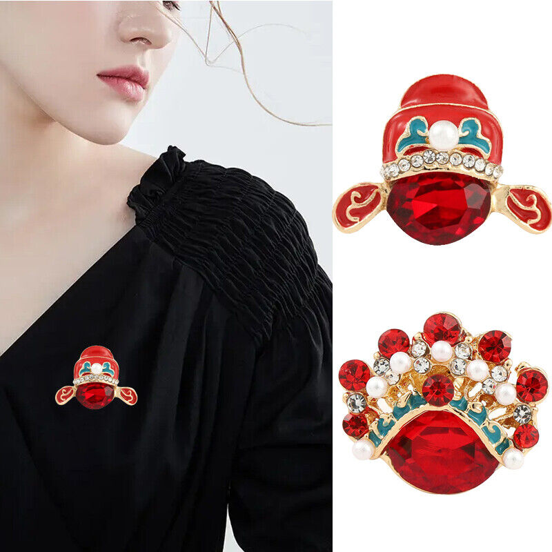 Creative Ruby Opera Hat Jewelry Lapel Pin Red Crystal Brooch Ruby Hat Brooches