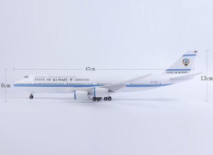 1:160 47CM STATE OF KUWAIT BOEING 747-8 Plane Landing Gear Resin Aircraft Model