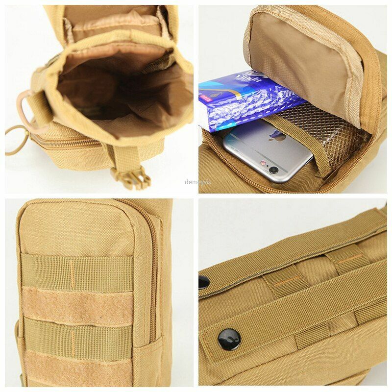 Water Bottle Pouch Nylon Outdoor Military Travel Kettle Bag Shoulder Strap Green