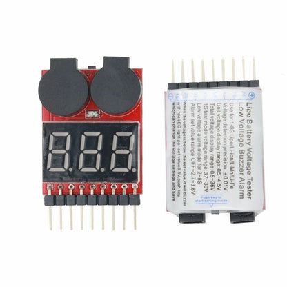 Battery Monitor Tester Digital Low Buzzer Alarm 1S-8S Lipo Li-on Fe RC Voltage