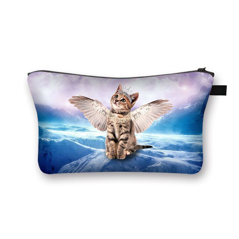 Cute Cat Print Cosmetic Traveling Makeup Bags Cosmetic Storage Purses 5*20*10 CM