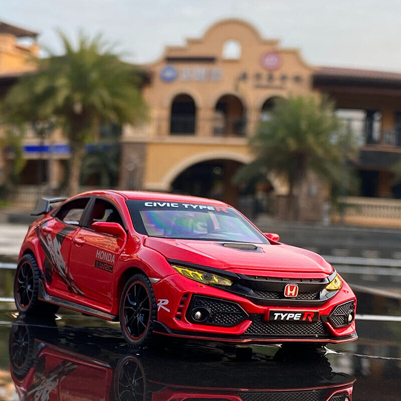 1:32 HONDA CIVIC TYPE-R Diecast Model Car Toy Vehicle Sounds Light Red Blue Gift