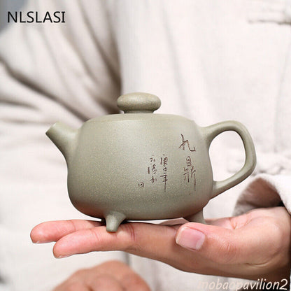 Chinese Yixing Authentic Tea Pot Handmade Purple Clay Teapot Raw Ore Green