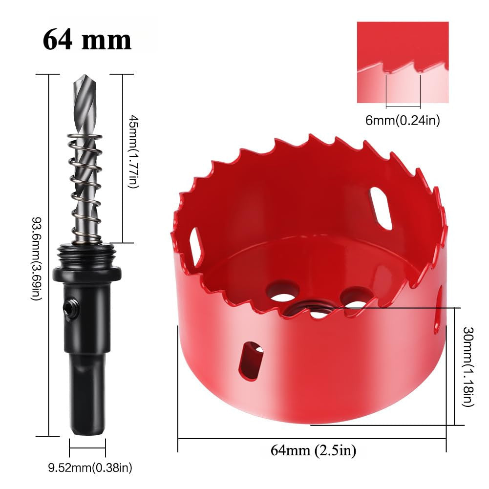 2.5 Inch Hole Saw with Arbor for Metal Wood Plastic, 2-1/2 in Bimetal Hole Cutte