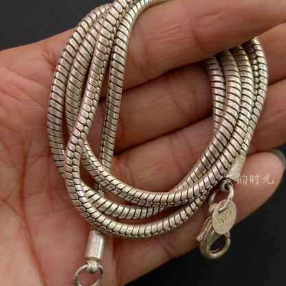Men’s Fine Copper Silver-Plated Necklace Versatile Length 60cm Approx