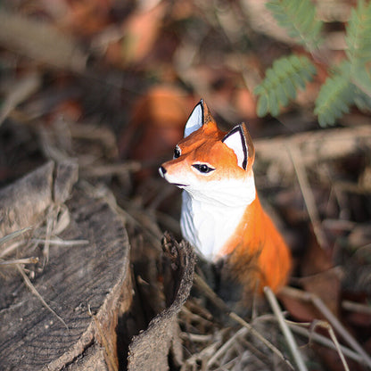 Red Fox Handmade Wood Carving Solid Wood Fox Sculpture Creative Ornament