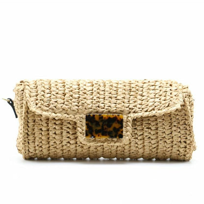 Women Shoulder Bag 28x15cm Straw Pillow Rattan Crochet Messenger Summer Handbags