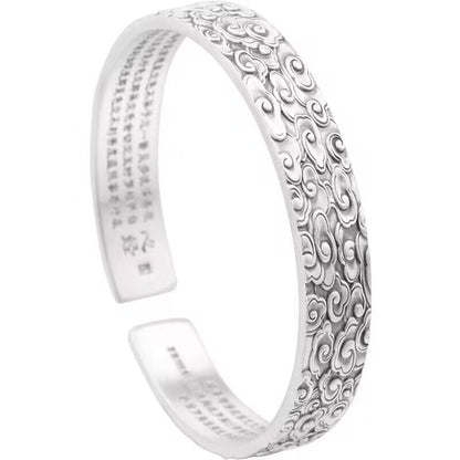 Buddhism Silver Women Heart Sutra Bracelet Men Bangle Unisex Lucky Bracelet