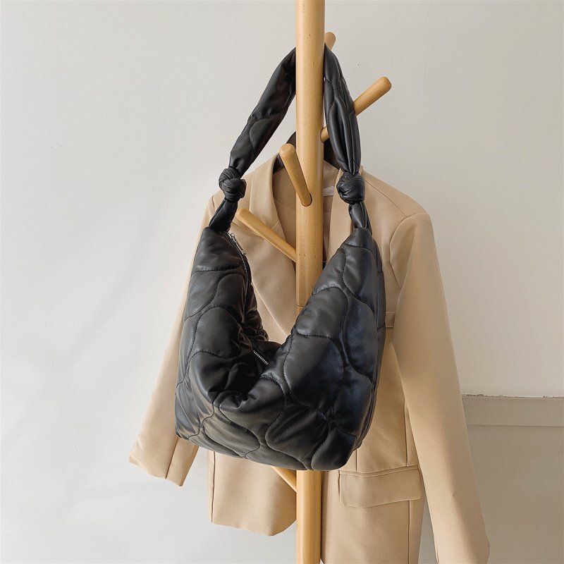 Women Shoulder Bag Feather Padded Big Crossbody Bag Cotton Leather 57*31*11 CM