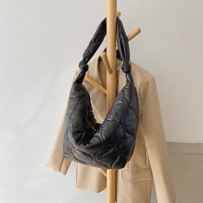 Women Shoulder Bag Feather Padded Big Crossbody Bag Cotton Leather 57*31*11 CM
