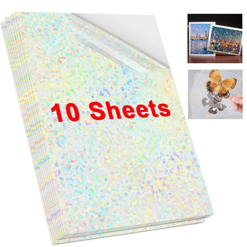 Photo Paper A4 Self-Adhesive Stickers 10 Sheets Holographic Cold Laminating Film