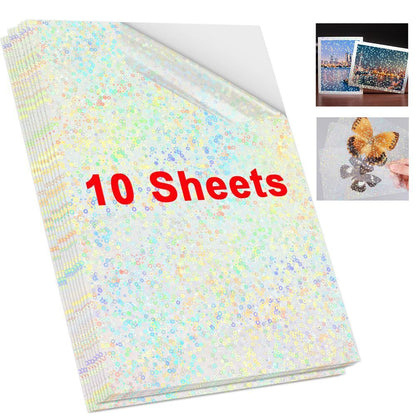Photo Paper A4 Self-Adhesive Stickers 10 Sheets Holographic Cold Laminating Film