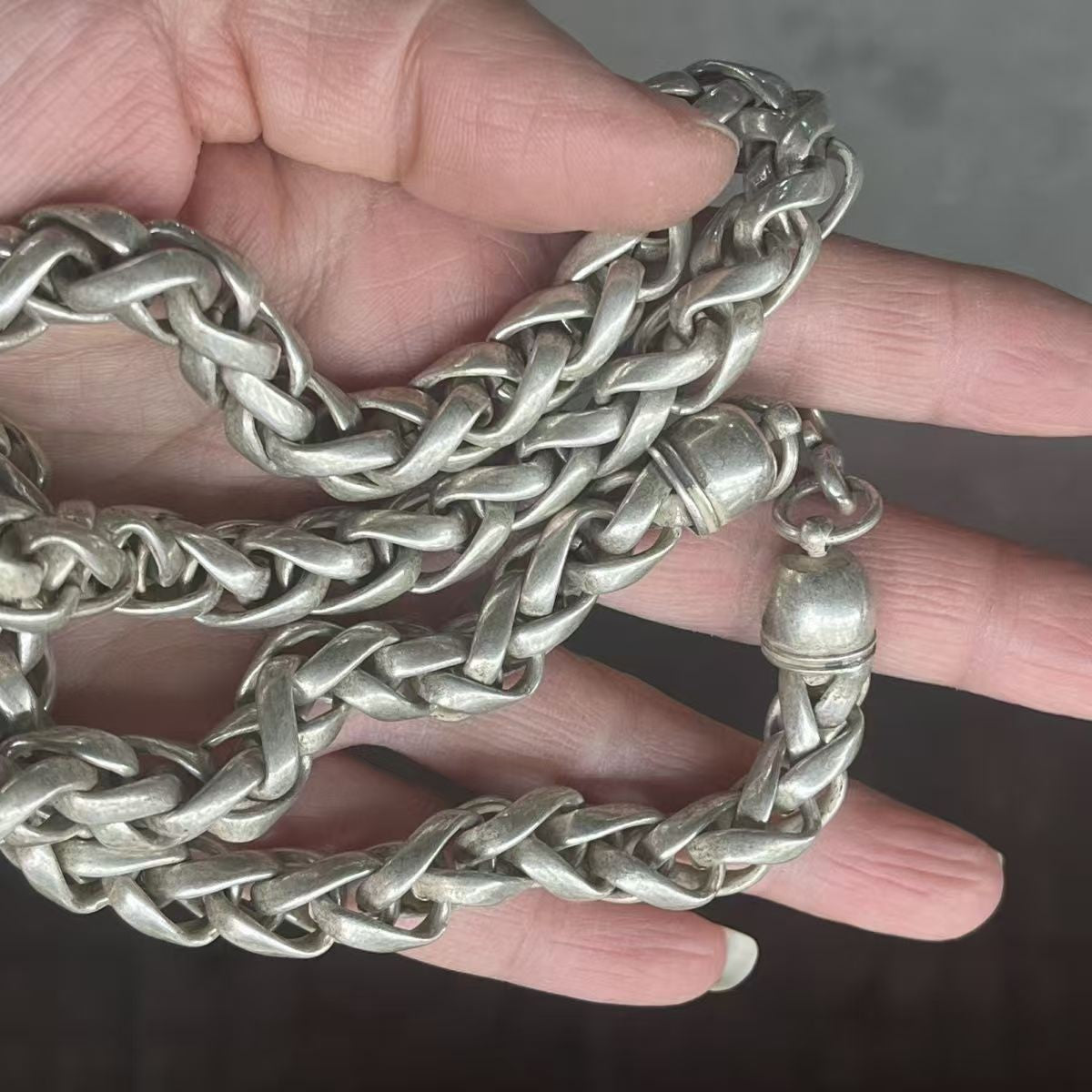 Vintage Miao Silver Handwoven Necklace Ethnic Folk Silver Jewelry