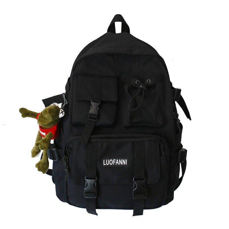 Multiple Pocket Waterproof Nylon Backpack Insert Buckle Schoolbag Book Bags 1 PC