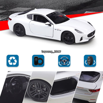 1/24 2023 Maserati GT Folgore EV Model Car Diecast Toy Cars Toys for Boys Gray