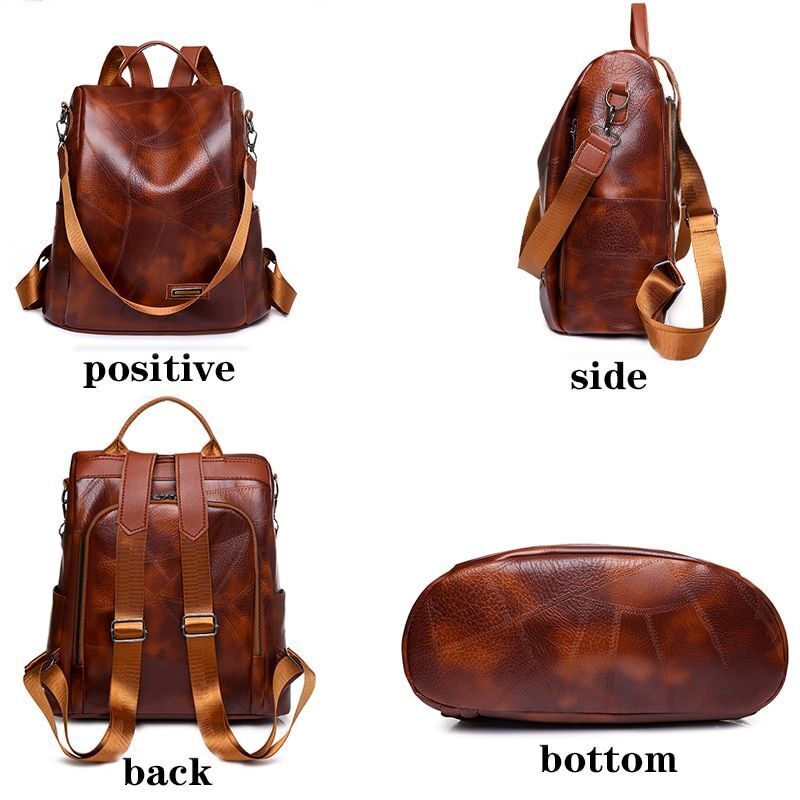 Leather Backpack Luxury Shoulder School Bag Anti Theft Backpack 31*13*31 CM Red