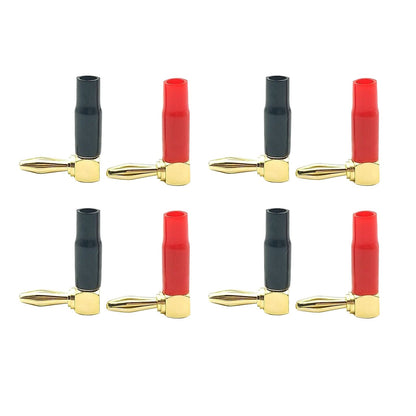8pcs Angled Banana Plugs Strain Relief Gold 4mm for AV Receiver Home Theater