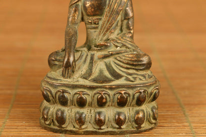 chinese old bronze hand carved buddha Sakyamuni statue figure