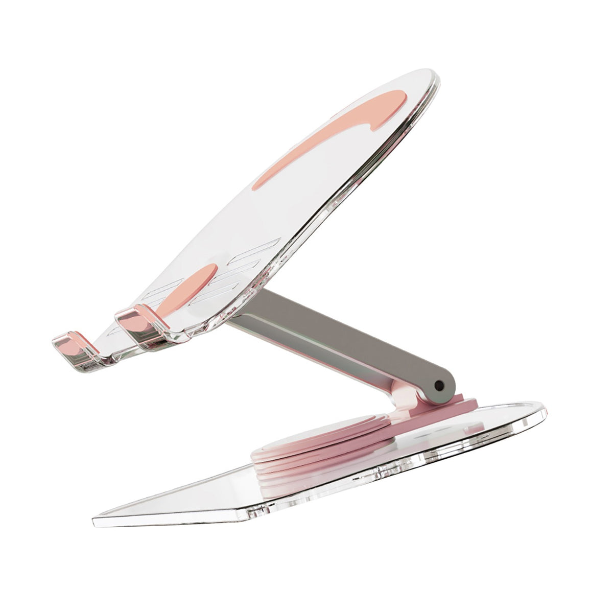 Acrylic Tablet Stand Desktop Foldable Holder 360° Rotation Base Clear Bracket ww