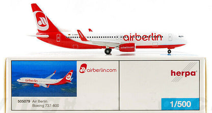 1:500 Herpa Air Berlin BOEING 737-800 Passenger Plane Diecast Aircraft Model