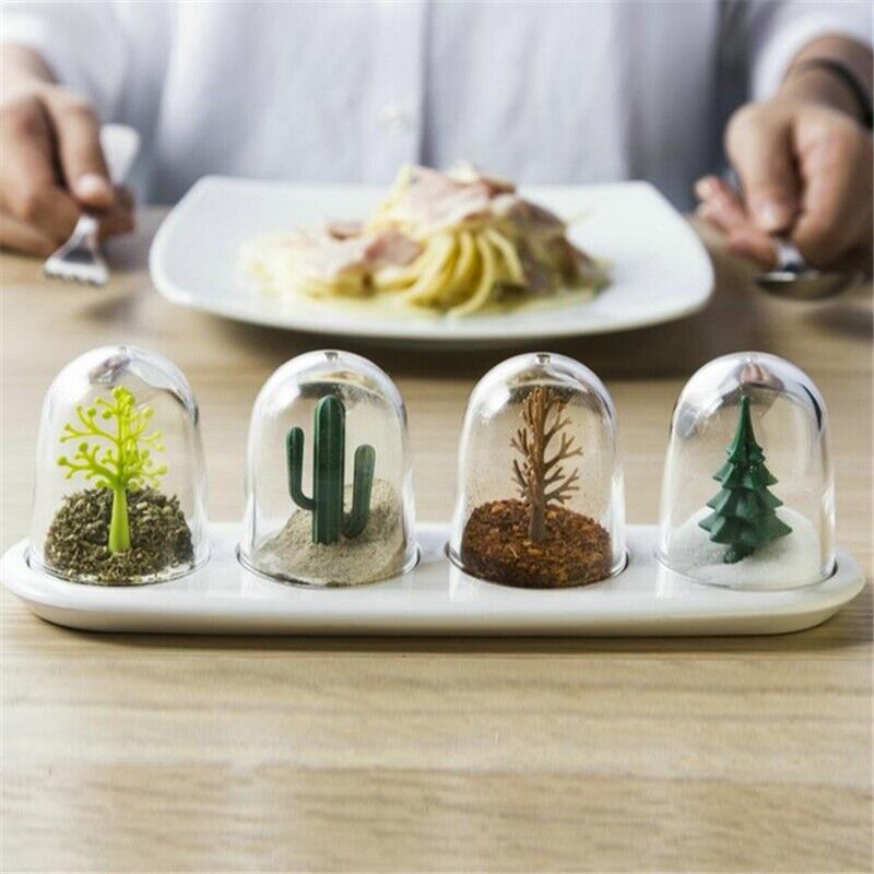 4Pcs/Set Creative Spice Jars Containers Storage 24.3x7.7x7.3cm Seasoning Bottles