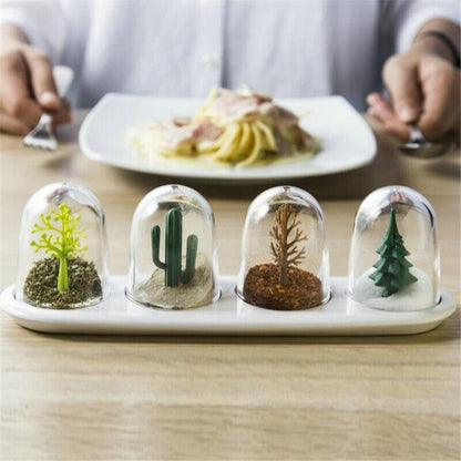 4Pcs/Set Creative Spice Jars Containers Storage 24.3x7.7x7.3cm Seasoning Bottles