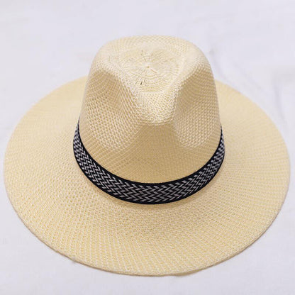 Men Women Straw Jazz Fedora Hat Trilby Cuban Sun Cap Panama Short Brim Summer*US
