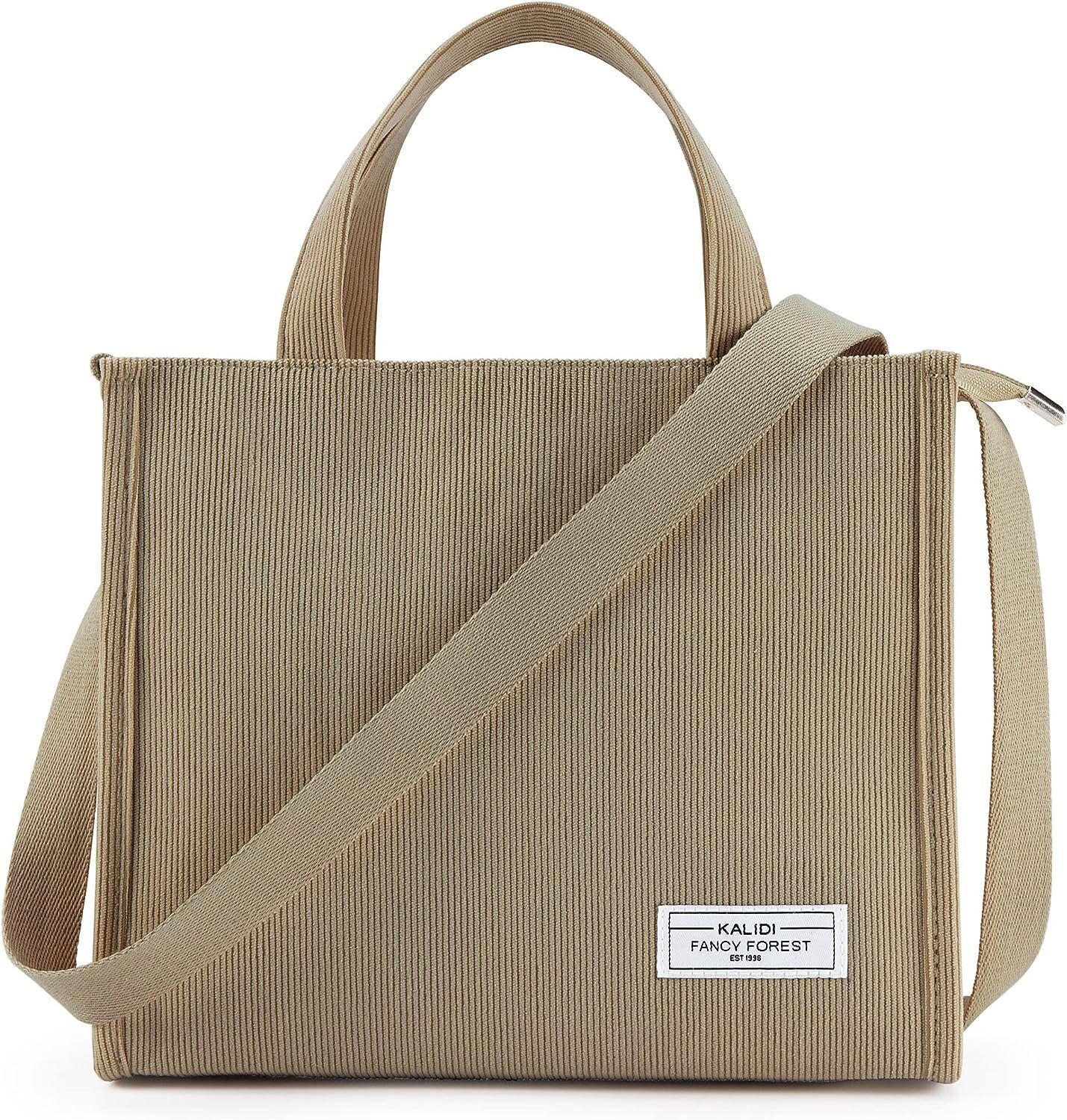 KALIDI Tote Bag for Women Corduroy Crossbody Bag Casual Zipper Tote Fashion Shou