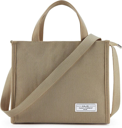 KALIDI Tote Bag for Women Corduroy Crossbody Bag Casual Zipper Tote Fashion Shou