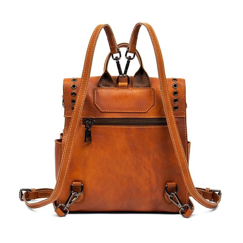 Vintage Genuine Leather Backpack Rubbing Double Shoulder School Bags Teenage 1PC