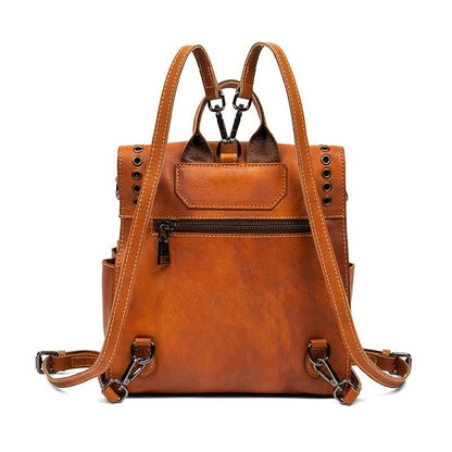 Vintage Genuine Leather Backpack Rubbing Double Shoulder School Bags Teenage 1PC