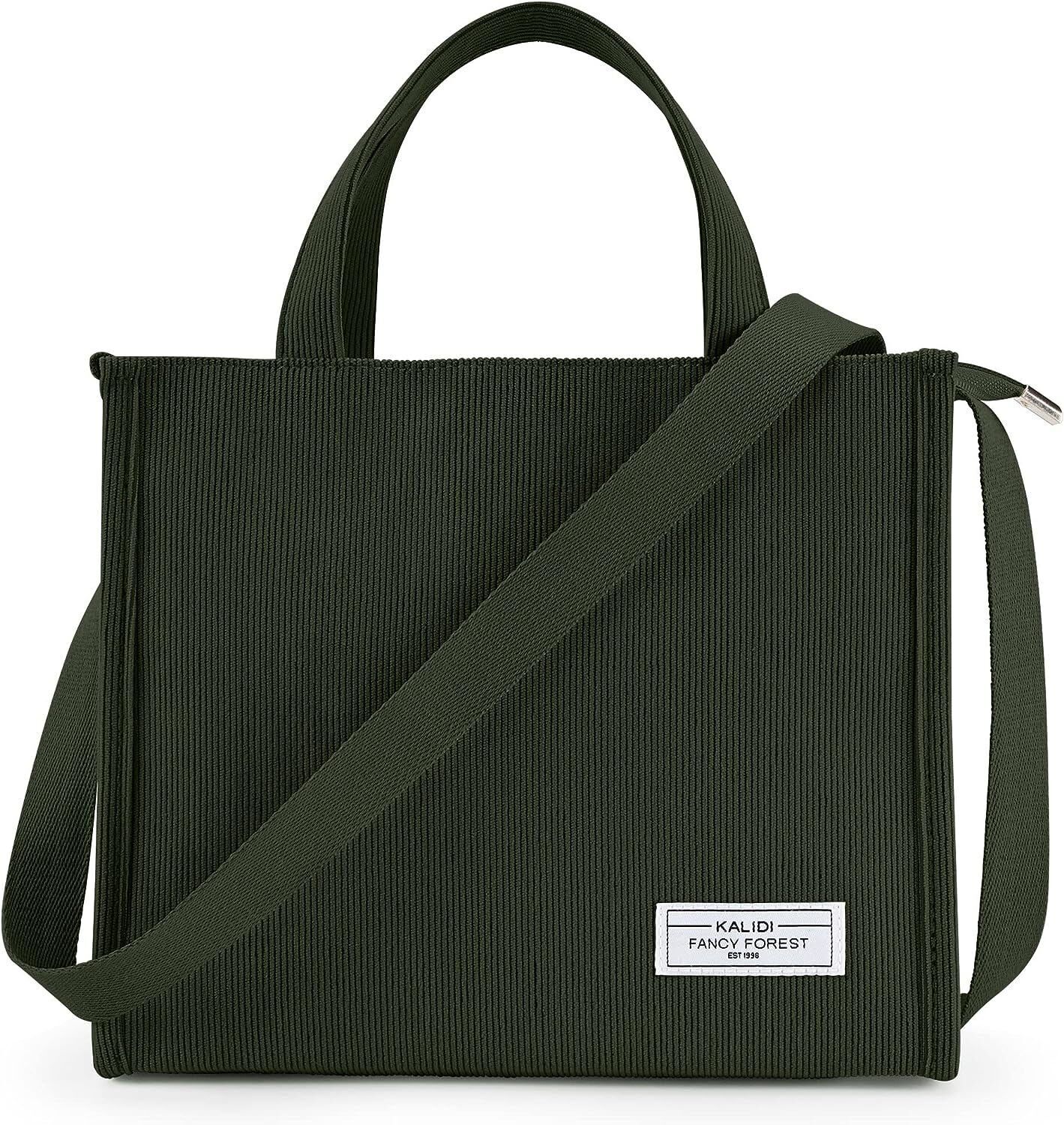 KALIDI Tote Bag for Women Corduroy Crossbody Bag Casual Zipper Tote Fashion Shou