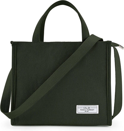 KALIDI Tote Bag for Women Corduroy Crossbody Bag Casual Zipper Tote Fashion Shou