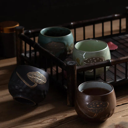 Kung Fu Tea Cup Single Cup Ceramic Master Cup Teacup Handmade Cool Vintage Coars