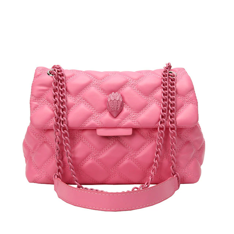 Quilted Leather Eagle Metal Women's Shoulder Bag Vegan Leather Cross Body Purse