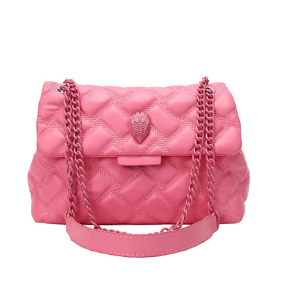 Quilted Leather Eagle Metal Women's Shoulder Bag Vegan Leather Cross Body Purse
